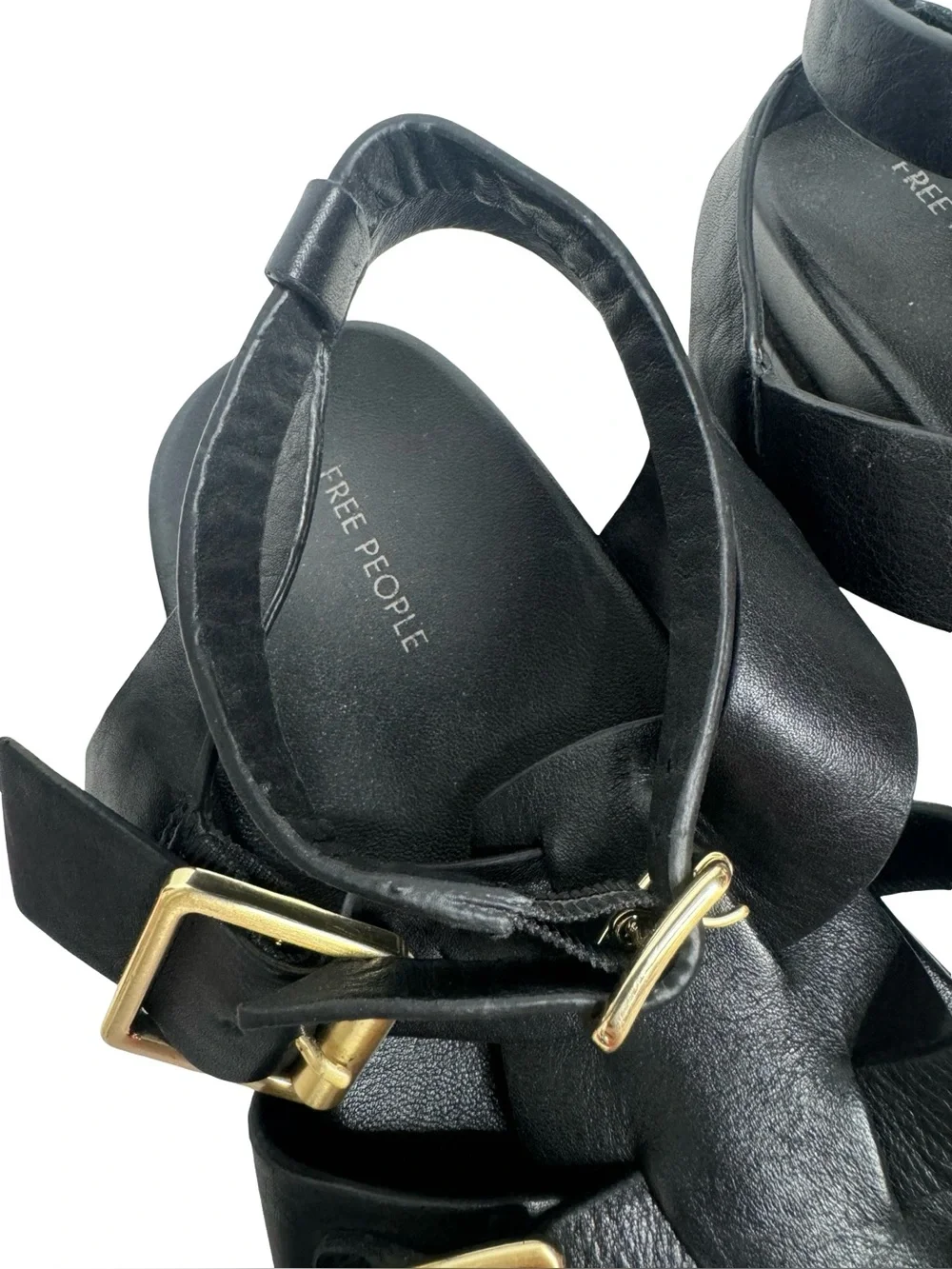 Free People Collection | Hooked Fisherman Sandals in Black Leather 10
